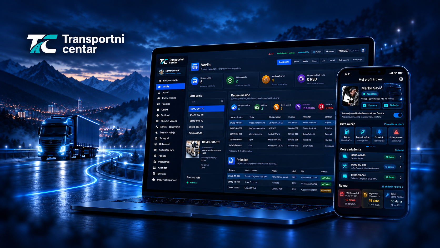 Transportni Centar desktop i mobilna aplikacija